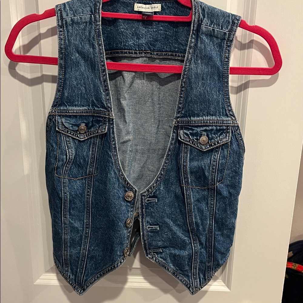 American Eagle Outfitters Blue Denim Vest
